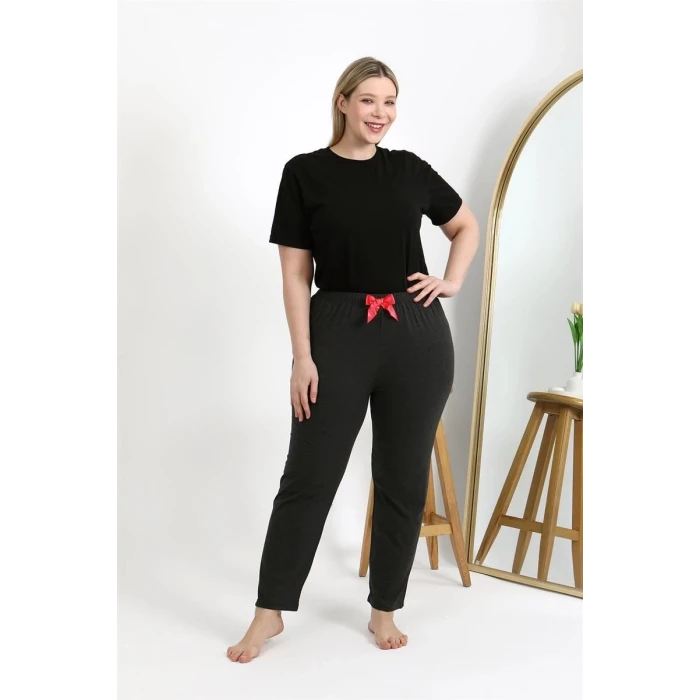 Giyim Kadın Pamuklu Büyük Beden Alt Pijama Antrasit