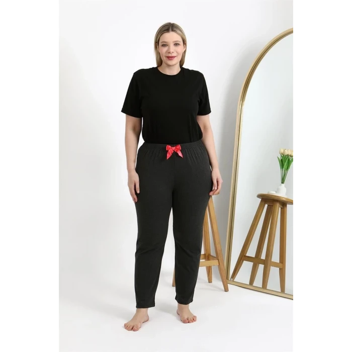 Giyim Kadın Pamuklu Büyük Beden Alt Pijama Antrasit