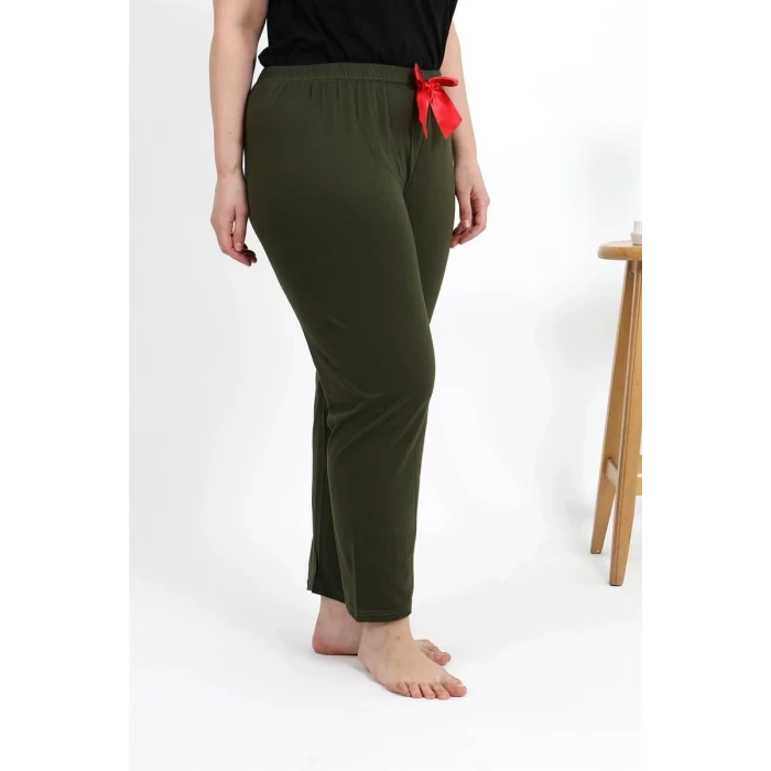 Giyim Kadın Pamuklu Büyük Beden Alt Pijama Haki