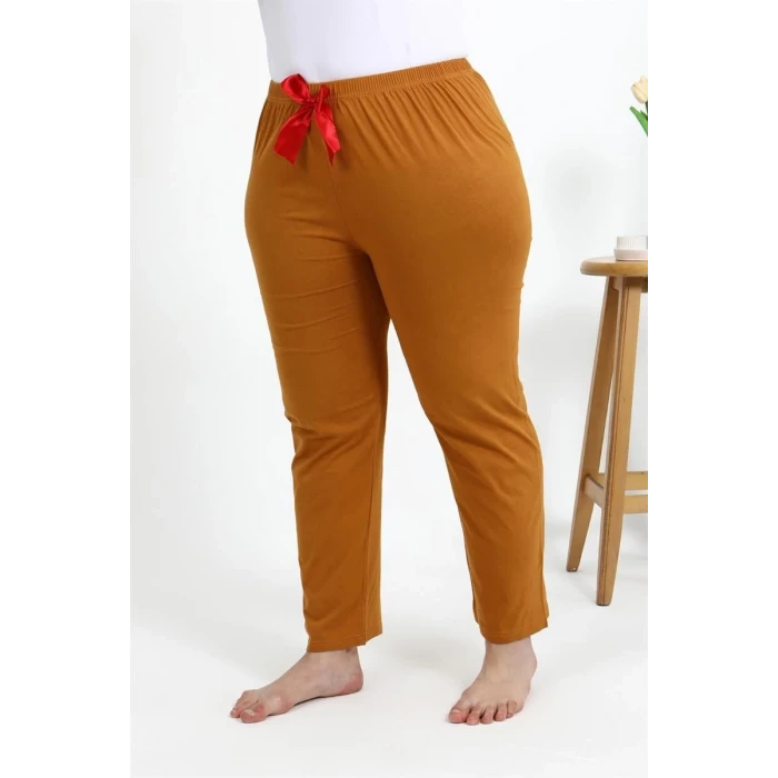 Giyim Kadın Pamuklu Büyük Beden Alt Pijama Hardal