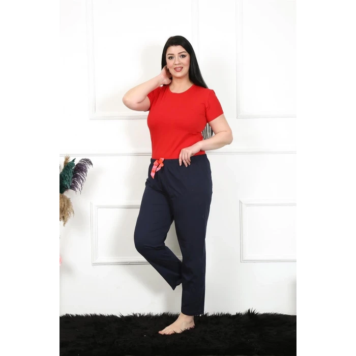 Giyim Kadın Pamuklu Büyük Beden Alt Pijama Lacivert