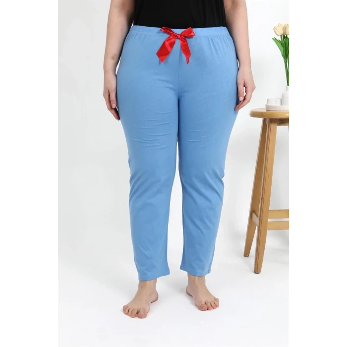 Giyim Kadın Pamuklu Büyük Beden Alt Pijama Mavi