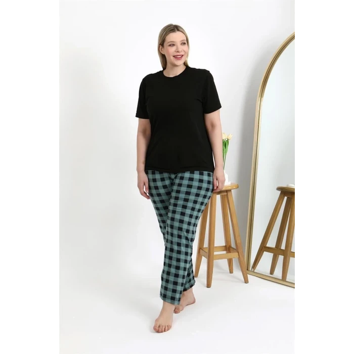 Giyim Kadın Pamuklu Büyük Beden Alt Pijama Turkuaz