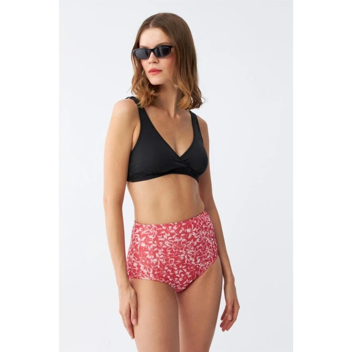 Giyim Kadın Pedli Yüksek Bel Bikini Takımı - Siyah