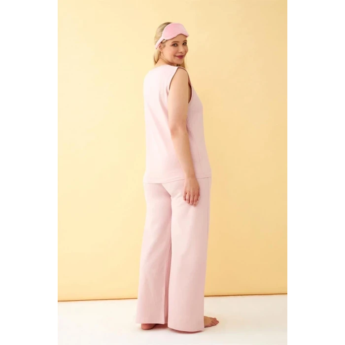 Giyim Kadın Pembe Büyük Beden Penye Alt Üst Takım