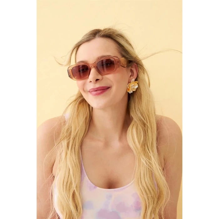 Giyim Kadın Pembe Renkli Desenli Büyük Beden Tek Parça Mayo