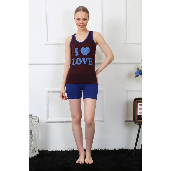 Giyim Kadın Penye Şortlu Takım Bordo