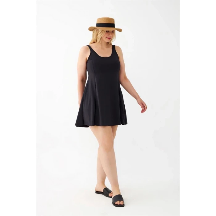 Giyim Kadın Siyah Büyük Beden Düz Elbise Mayo