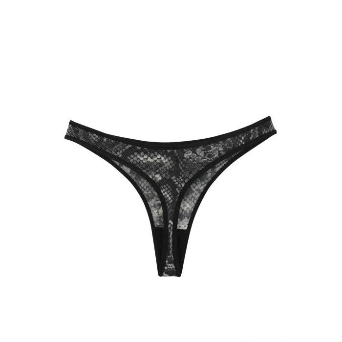Giyim Kadın Siyah Yılan Desenli 2li Tanga Slip
