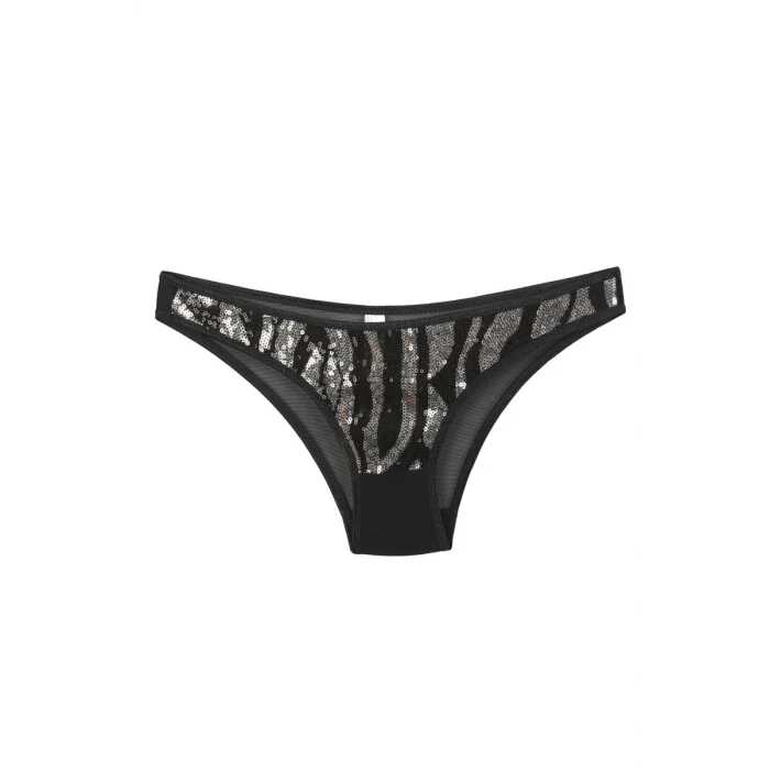 Giyim Kadın Siyah Zebra Desenli Payetli 2li Slip