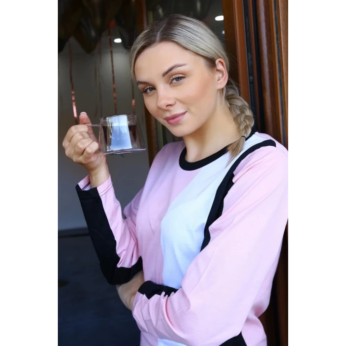 Giyim Kadın Uzun Kol Penye Pijama Takım Somon