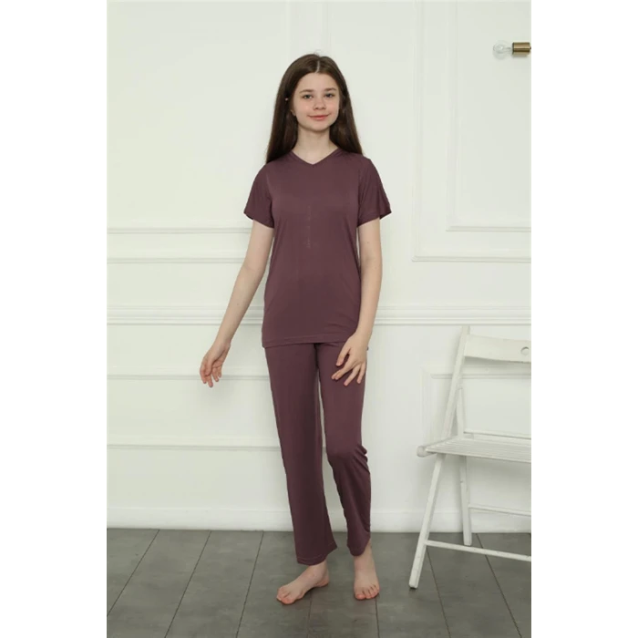 Giyim Kız Çocuk Penye Pijama Takım Mürdüm