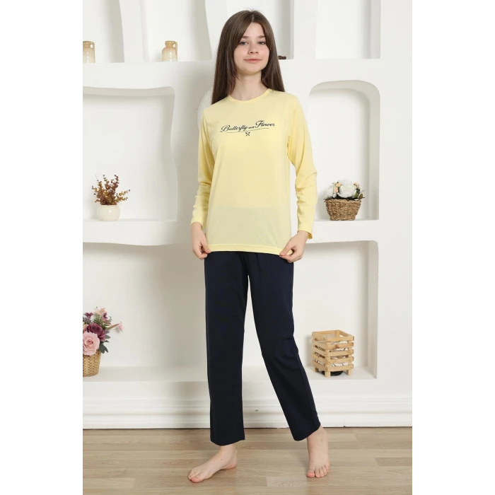 Giyim Kız Çocuk Penye Pijama Takım Sarı