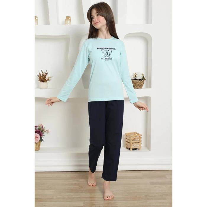 Giyim Kız Çocuk Penye Pijama Takım Su Yeşili
