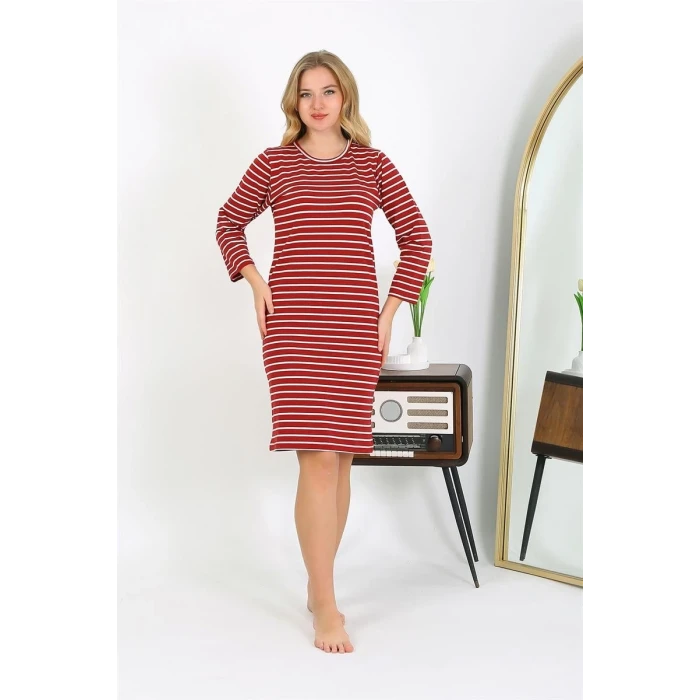 Giyim Pamuk Ev Elbisesi Tunik Gecelik Kırmızı