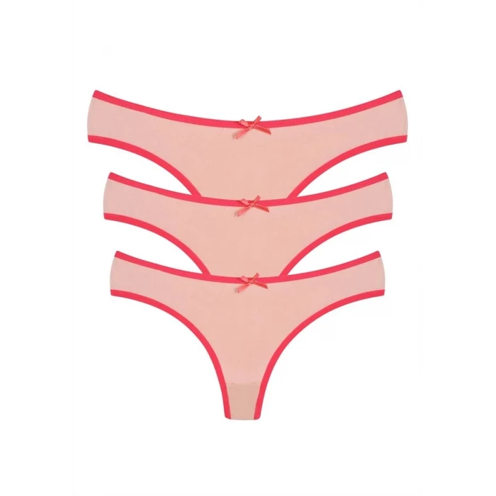 Giyim Pamuklu 3lü Tanga Külot Pudra