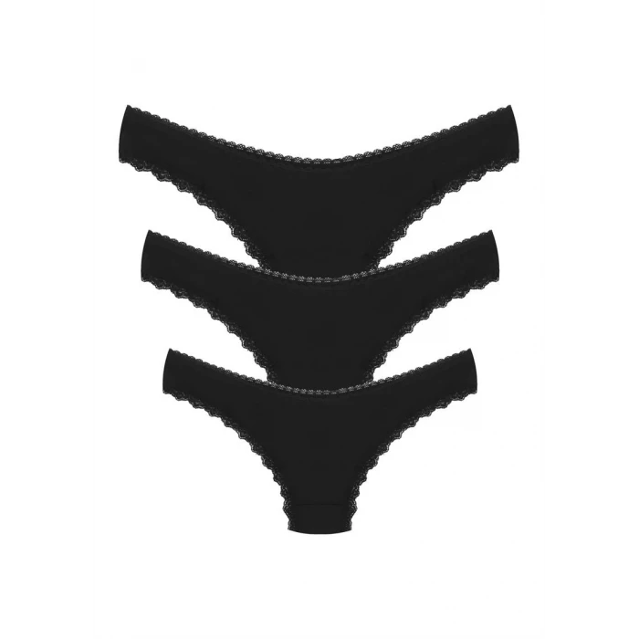 Giyim Pamuklu 3lü Tanga Külot Siyah