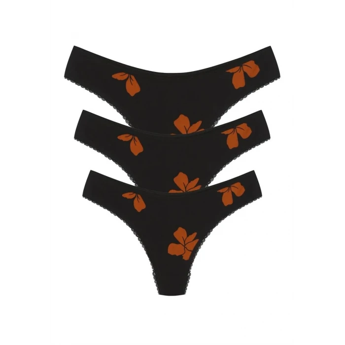 Giyim Pamuklu 3lü Tanga Külot Siyah