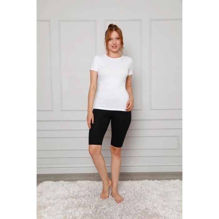 Giyim Penye Likralı Diz Üstü Tayt Siyah