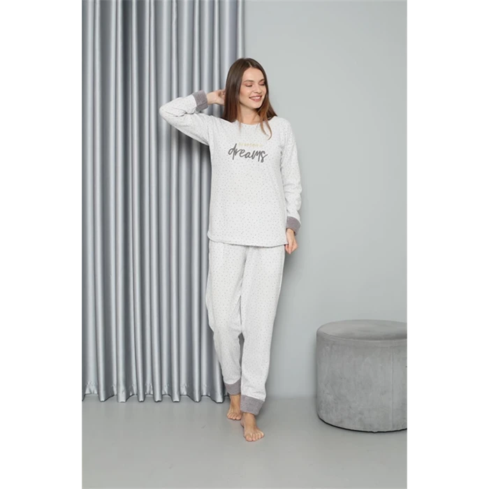 Giyim Polar Kadın Pijama Takımı Ekru