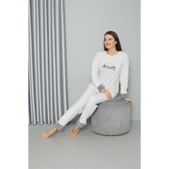 Giyim Polar Kadın Pijama Takımı Ekru