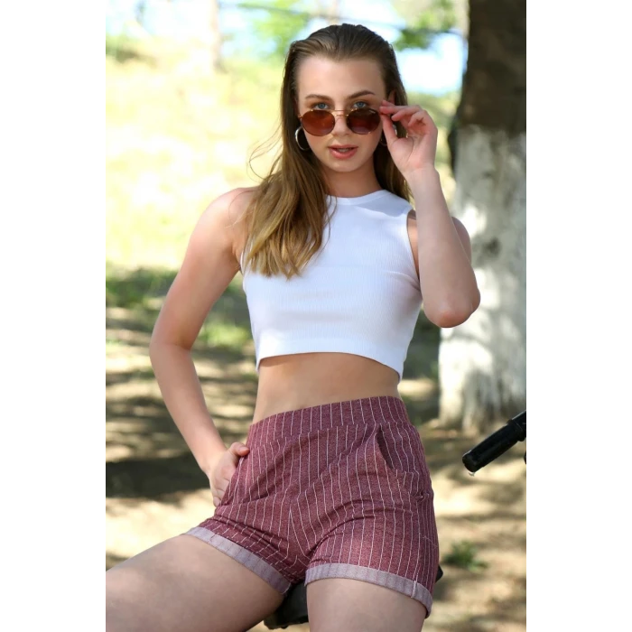Giyim Şort Crop Bordo Takım