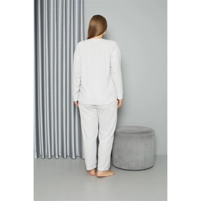 Giyim Welsoft Polar Kadın Büyük Beden Pijama Takımı Ekru