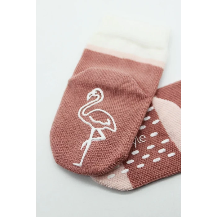 Hayvan Figür Kaymaz Kız Soket Çorap 2li  Pudra