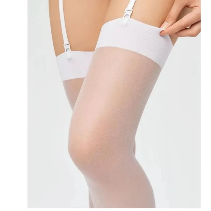 Kadın Beyaz Düz Jartiyer Çorabı