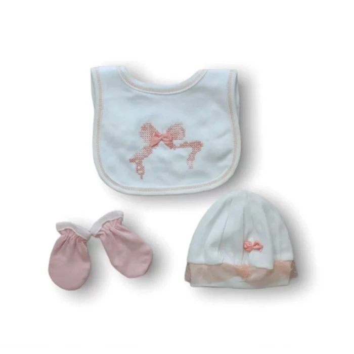 Kanaviçe Nakışlı  5li Zıbın Takımı Hastane Çıkışı Pudra