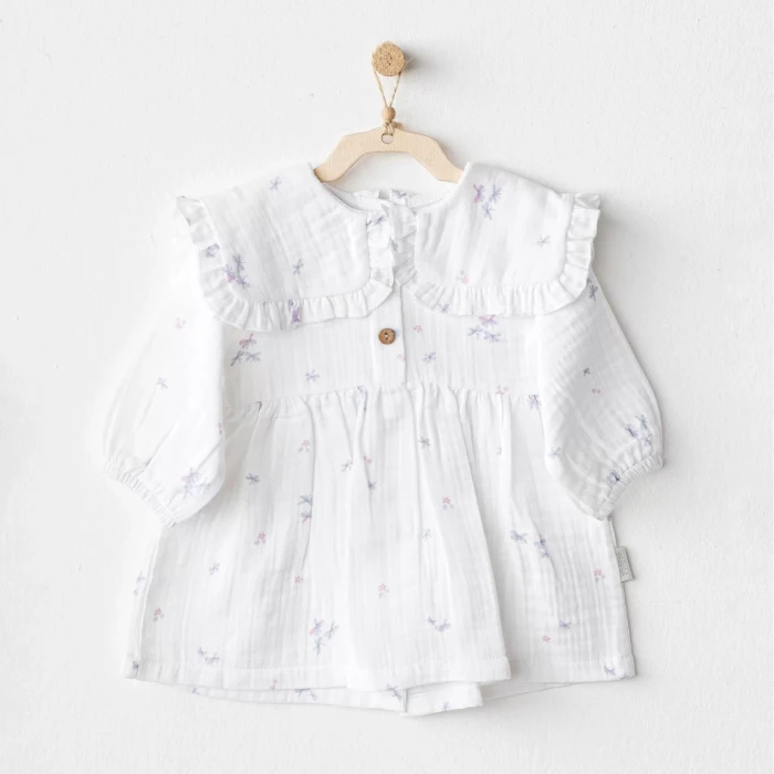 Magical Butterfly Müslin Bebek Elbise White