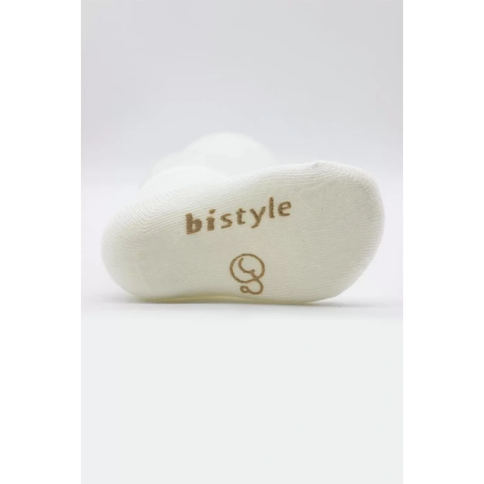 Puanlı Kaymaz Penye Soket Çorap 3lü  Bej