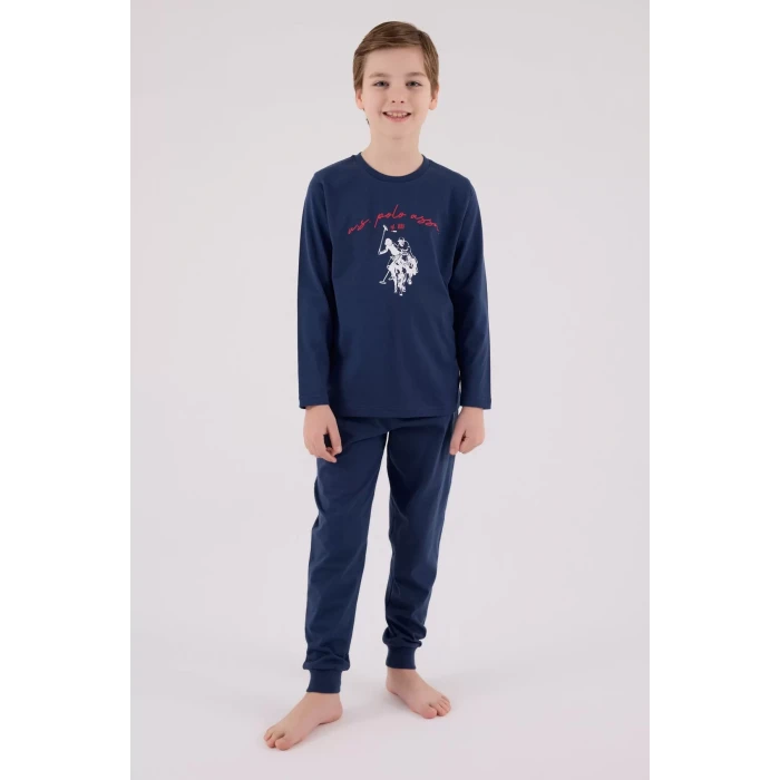 U.s. Polo Assn Uzun Kol Pijama Takım Us2233-4 Koyu İndigo