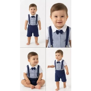 6/18 Ay Denizcik Şort-tişört Bebek Takımı