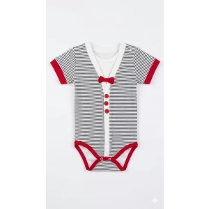 6/18 Ay Papyonlu Çizgili Bebek Bady