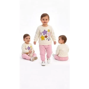 6/24 Ay Çiçek Baskılı Basic Bebek Takımı
