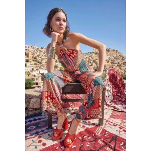 Etnik Desenli Saten Tulum