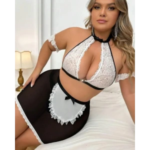 Fantazi Seksi Halkalı Dantelli Babydol Gecelik