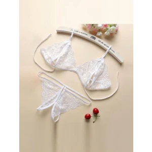 Fantezi Beyaz Dantelli Seksi Sütyen Kilot Takım