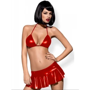 Fantezi Kırmızı Mini Etekli Seksi Sütyentakım Seksi İç Giyim