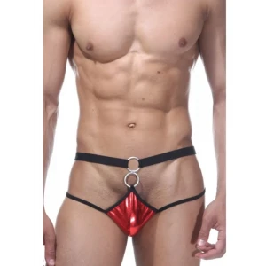 Fantezi Kırmızı Önü Halkalı Seksi Erkek String-tanga