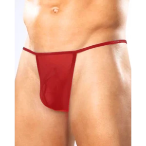 Fantezi Kırmızı Transparan Seksi Tül Erkek String