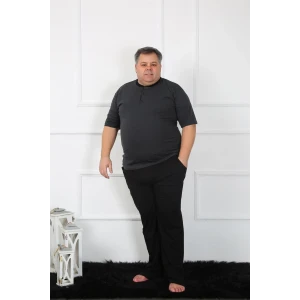 Giyim Büyük Beden Erkek Antrasit Penye Pijama Takım