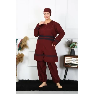 Giyim Büyük Beden Tesettür Mayo 7XL-8XL-9XL-10XL Bordo