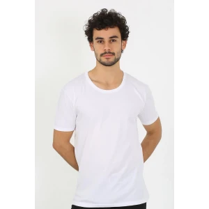 Giyim Erkek Açık Yaka Beyaz Penye Atlet