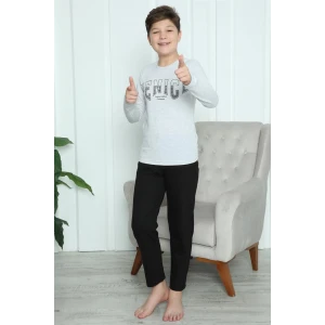 Giyim Erkek Çocuk Penye Pijama Takım Gri