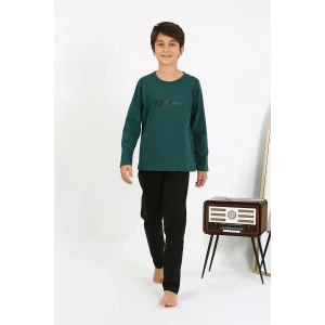 Giyim Erkek Çocuk Uzun Kol Penye Pijama Takım ZümrütYeşili