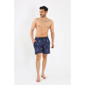 Giyim Erkek Desenli Fermuar Cepli Deniz Şortu Lacivert