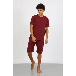 Giyim Erkek Pamuk Lakost Alt Üst Kaprili Pijama Takım Bordo