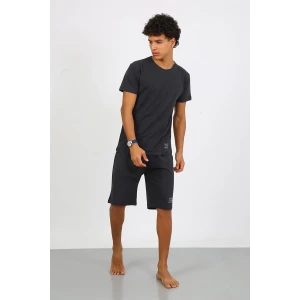 Giyim Erkek Pamuk Lakost Alt Üst Kaprili Pijama Takım Füme